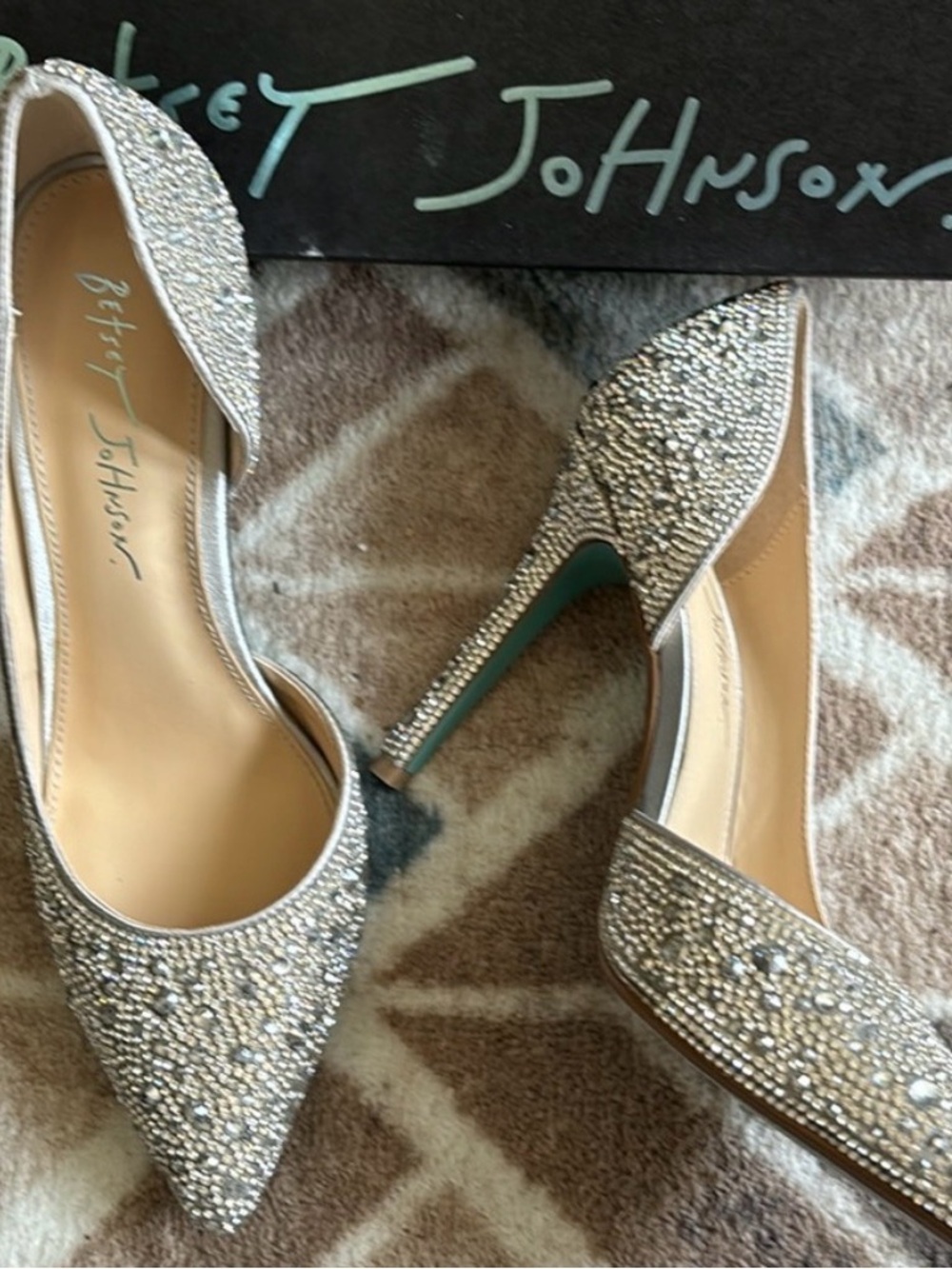 Betsey Johnson Silver Crystal D'Orsay Heels - Picture 2 of 11